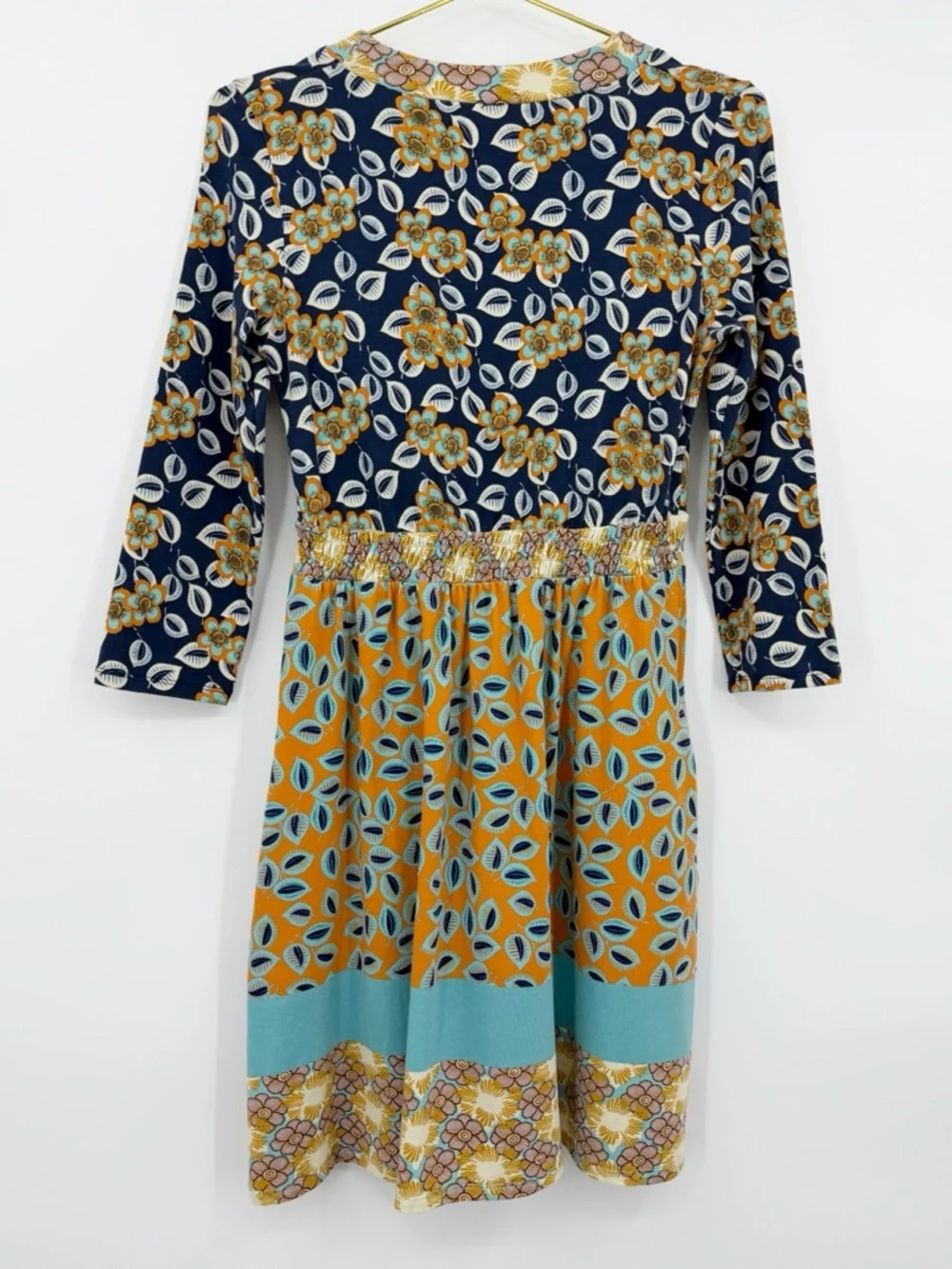 Anthropologie Pinkerton Boho Floral Patchwork Dress V-Neck 3/4 Sleeve XS - Picture 5 of 14